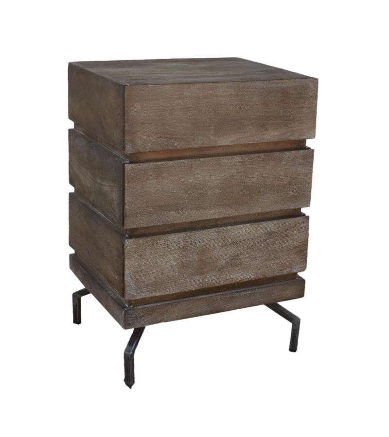 SOLID WOOD 3 DRAWER END TABLE / NIGHTSTAND
