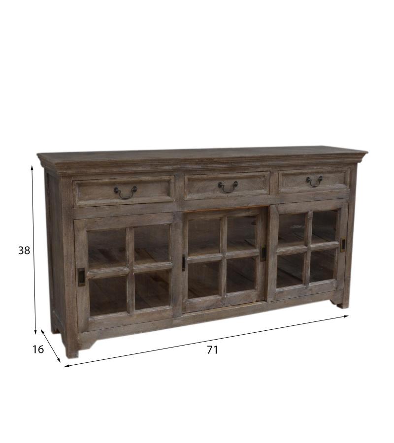 TRADITIONAL SOLID WOOD 3 DOOR SLIDERS WITH DRAWERS SIDEBOARD