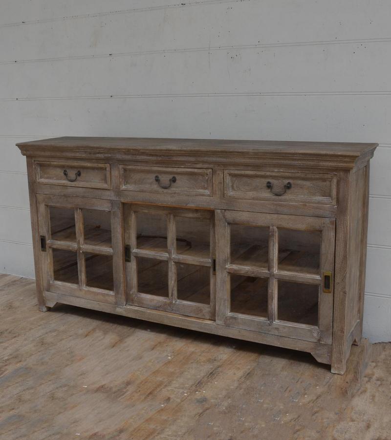 TRADITIONAL SOLID WOOD 3 DOOR SLIDERS WITH DRAWERS SIDEBOARD