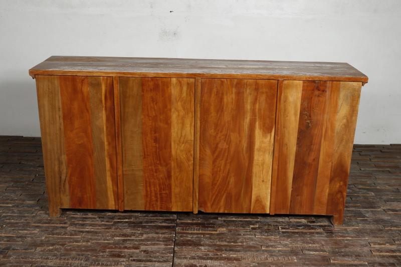 SOLID RECLAIMED HAND CARVED TEAK WOOD SIDEBOARD CABINET W/ 4 DRAWERS & 4 DOORS