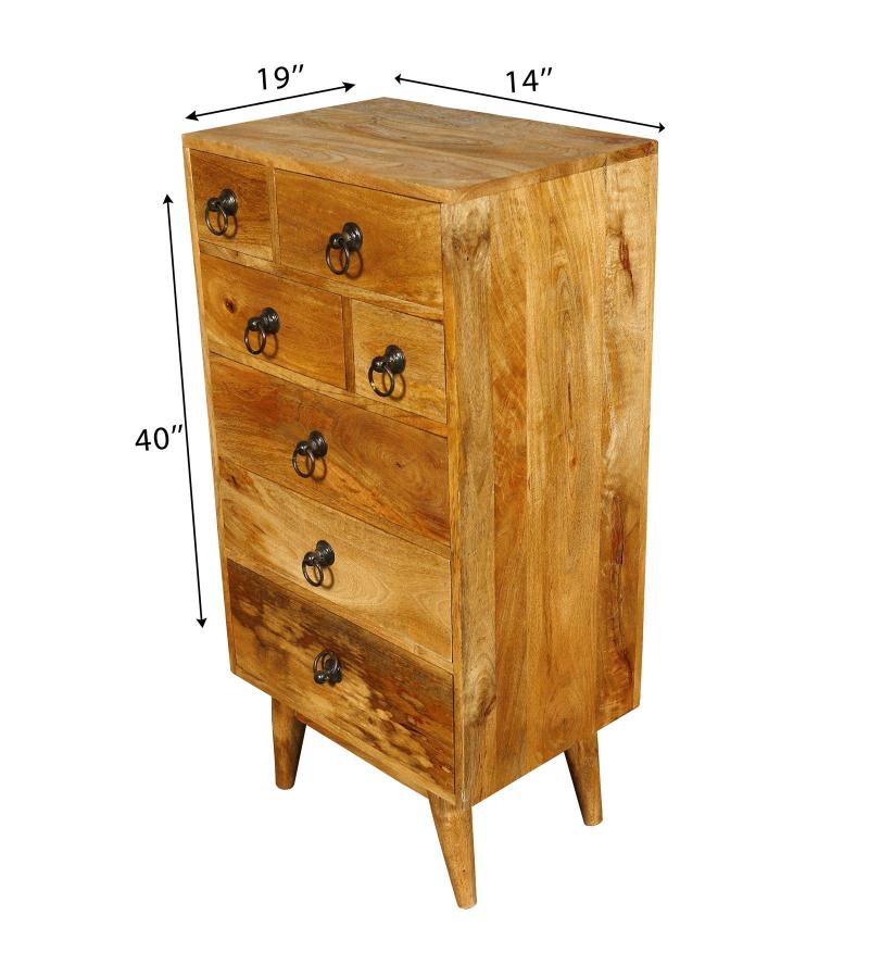 SOLID HAND CARVED WOOD 7 DRAWER CHEST CABINET