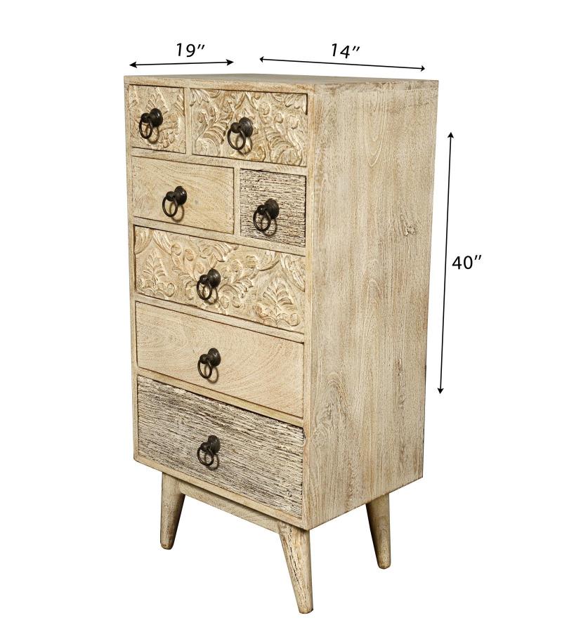 SOLID HAND CARVED WOOD 7 DRAWER CHEST CABINET