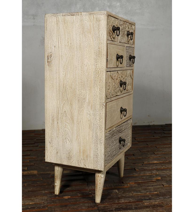 SOLID HAND CARVED WOOD 7 DRAWER CHEST CABINET