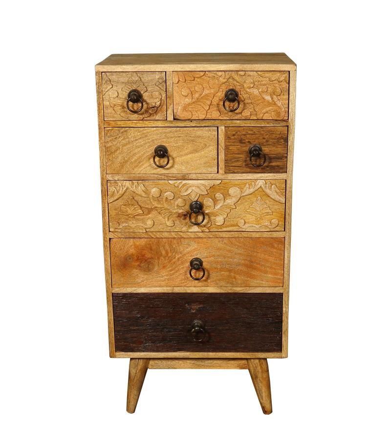 SOLID HAND CARVED WOOD 7 DRAWER CHEST CABINET