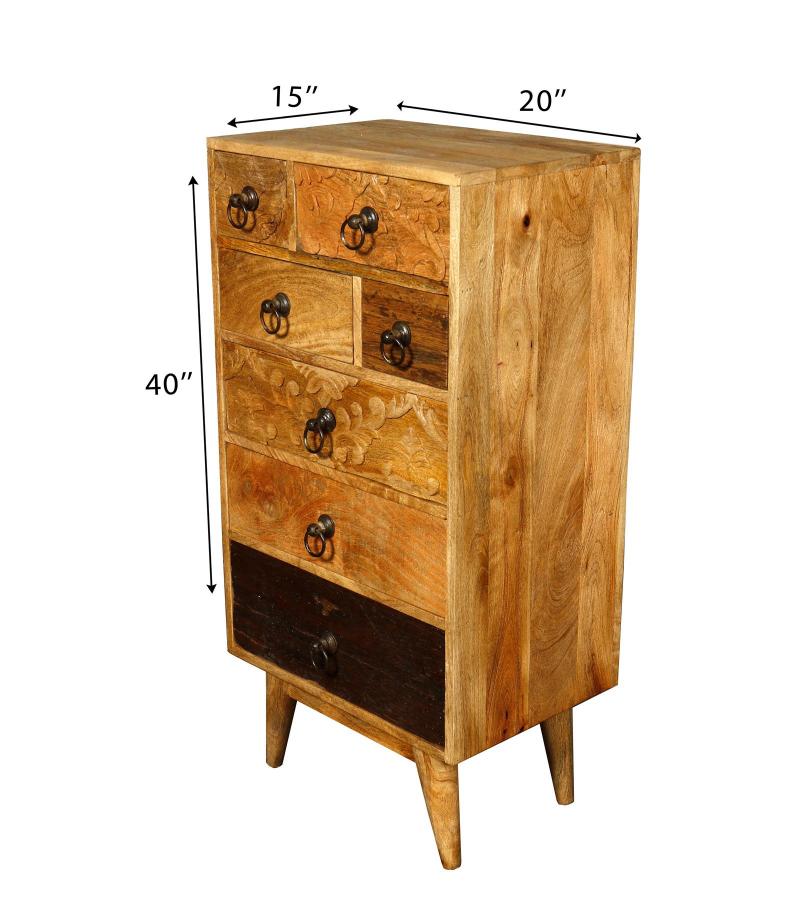 SOLID HAND CARVED WOOD 7 DRAWER CHEST CABINET