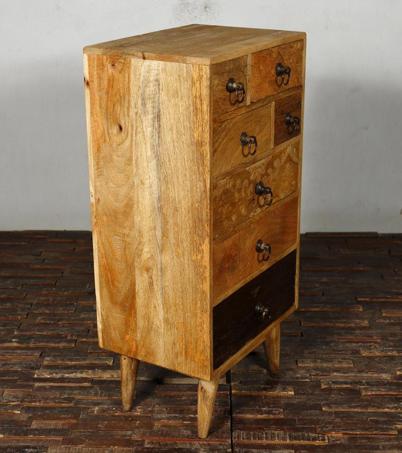 SOLID HAND CARVED WOOD 7 DRAWER CHEST CABINET