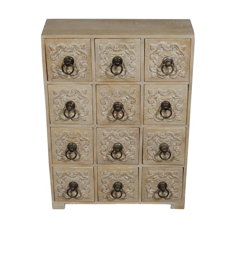 SOLID WOOD HAND CARVED 12 DRAWER CHEST