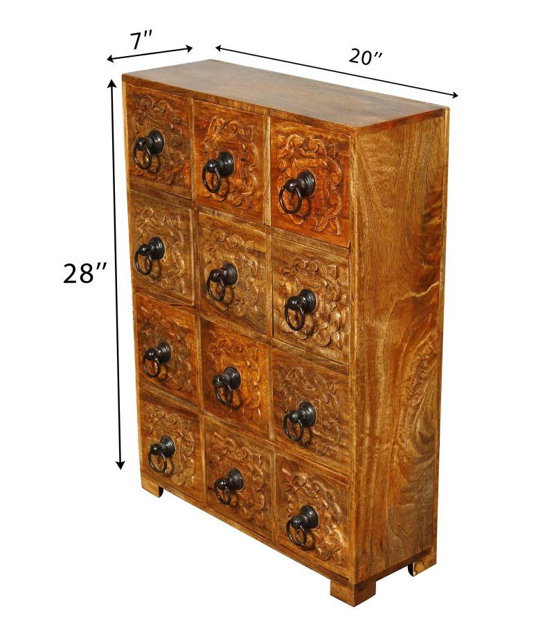 SOLID WOOD HAND CARVED 12 DRAWER CHEST
