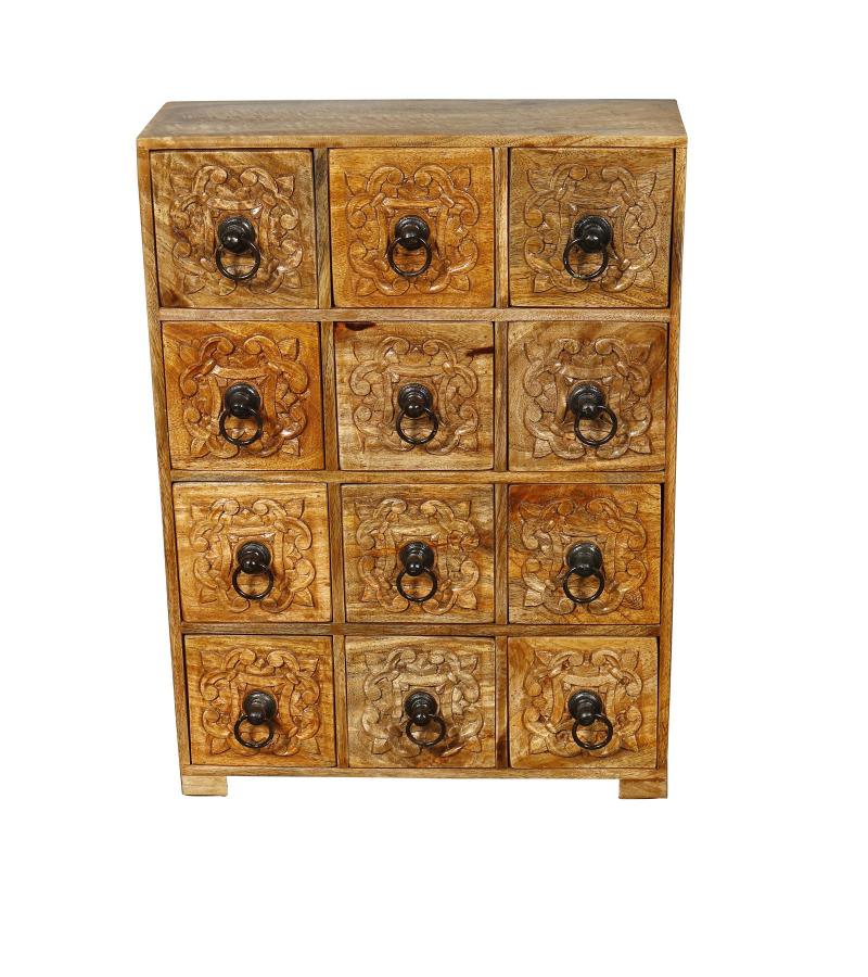 SOLID WOOD HAND CARVED 12 DRAWER CHEST