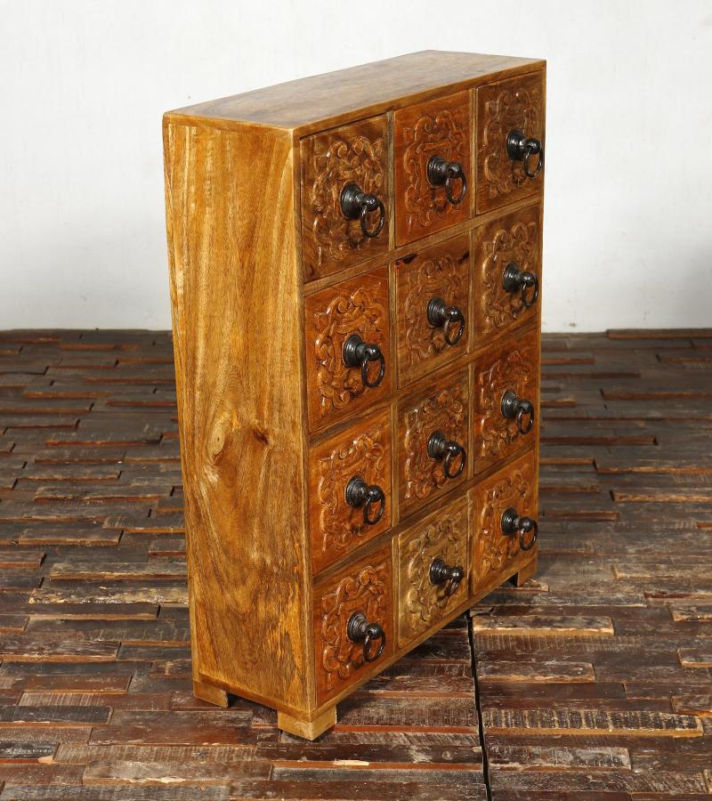 SOLID WOOD HAND CARVED 12 DRAWER CHEST