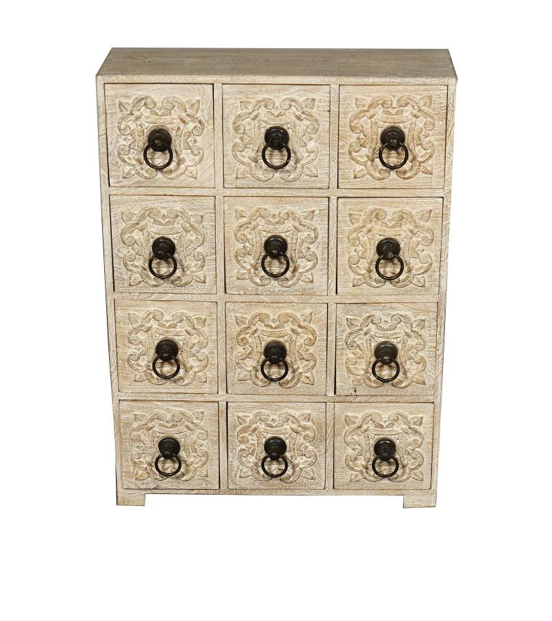 HAND CARVED SOLID WOOD 12 DRAWER CHEST