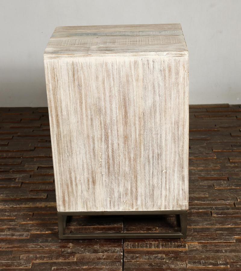 SOLID RECLAIMED TEAK WOOD 3 DRAWER END TABLE NIGHTSTAND