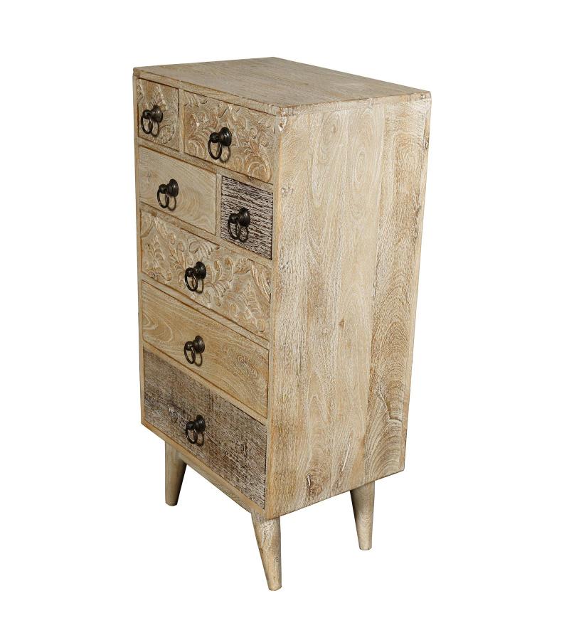 SOLID HAND CARVED WOOD 7 DRAWER CHEST CABINET
