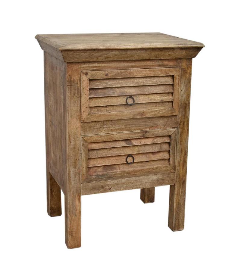 SOLID WOOD 2 DRAWER END TABLE / NIGHTSTAND