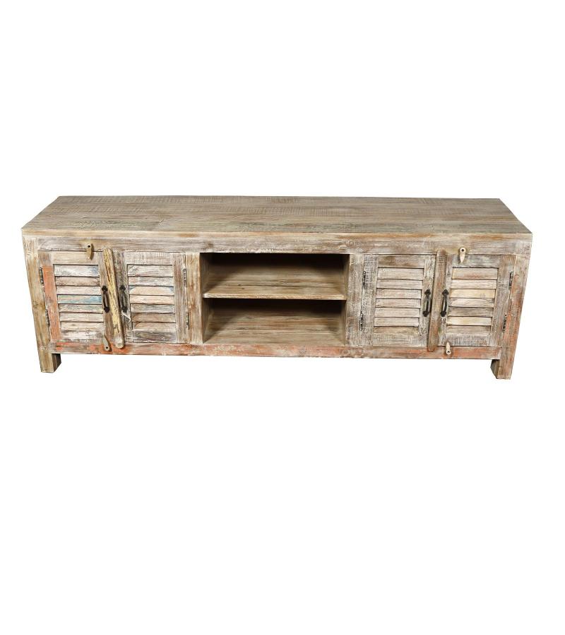 SOLID RECLAIMED TEAK WOOD MEDIA CENTER CONSOLE W/ 4 DOORS