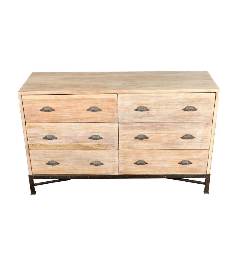 SOLID RECLAIMED TEAK WOOD DRESSER BUREAU CHEST W/ 6 DRAWERS