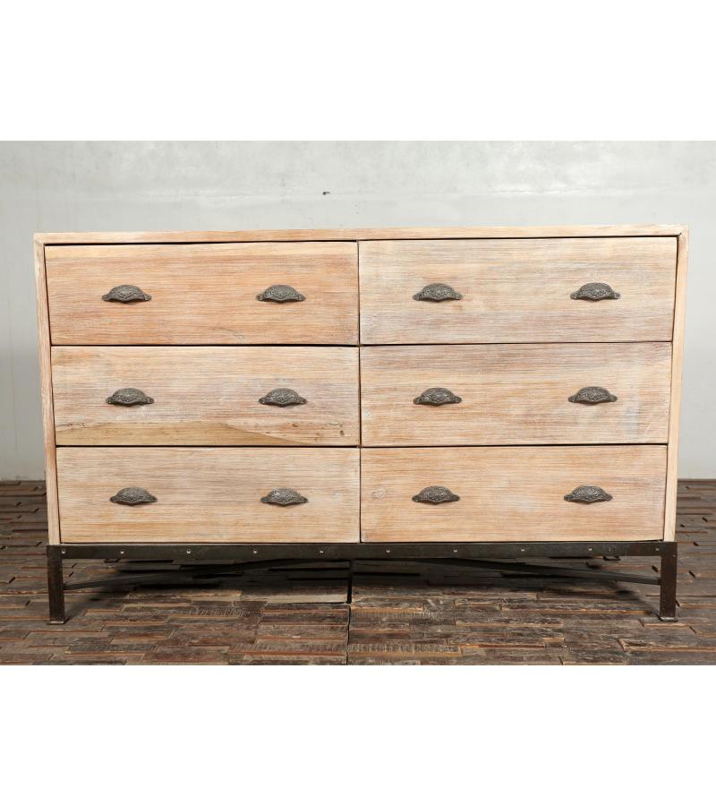 SOLID RECLAIMED TEAK WOOD DRESSER BUREAU CHEST W/ 6 DRAWERS