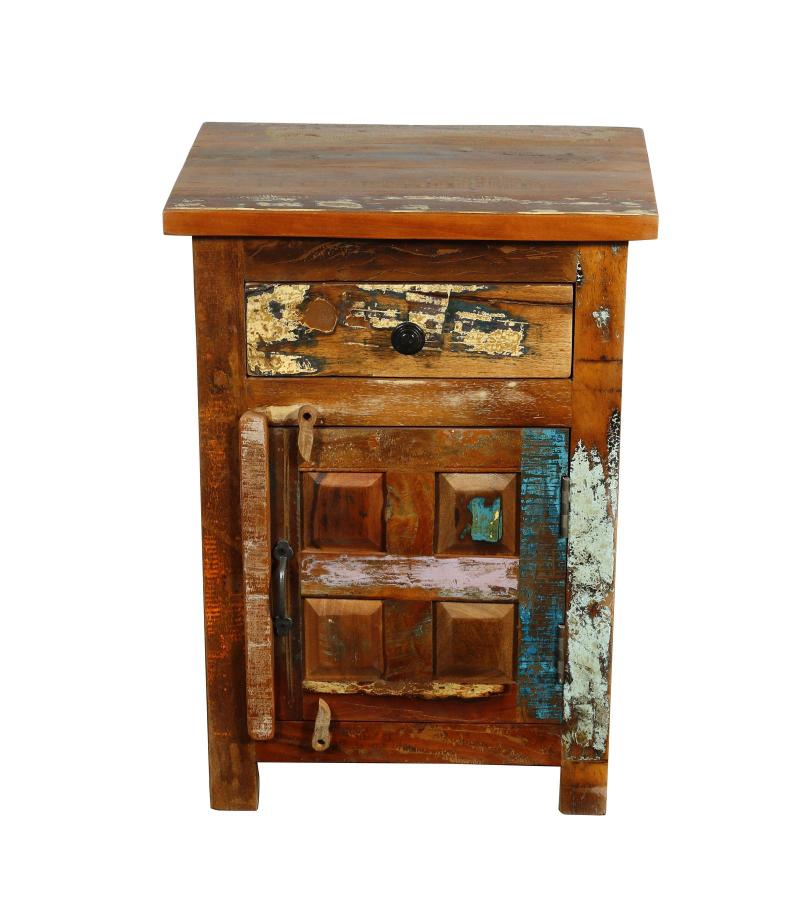 SOLID RECLAIMED TEAK WOOD END TABLE / NIGHTSTAND