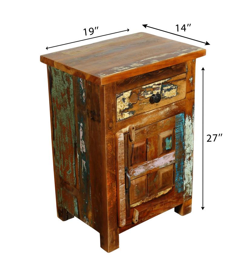 SOLID RECLAIMED TEAK WOOD END TABLE / NIGHTSTAND