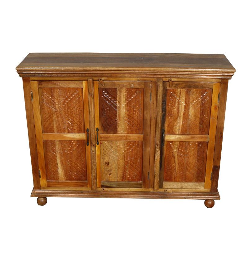 HAND CARVED SOLID RECLAIMED TEAK SIDEBOARD W/3 DOORS