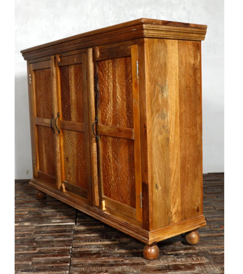 HAND CARVED SOLID RECLAIMED TEAK SIDEBOARD W/3 DOORS