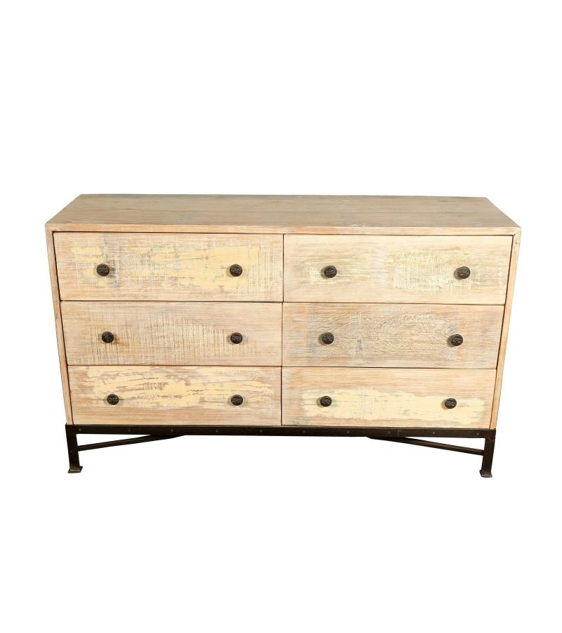 SOLID RECLAIMED TEAK WOOD 6 DRAWER DRESSER BUREAU CHEST