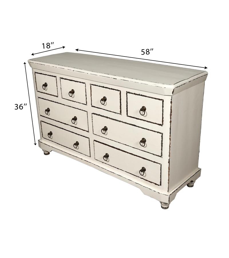 SOLID RECLAIMED TEAK WOOD DRESSER BUREAU CHEST SIDEBOARD W/ 8 DRAWERS