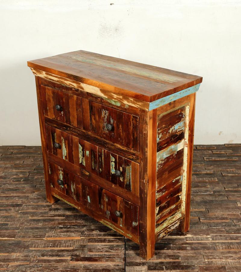 SOLID RECLAIMED TEAK WOOD BUREAU DRESSER CHEST W/ 4 DRAWERS
