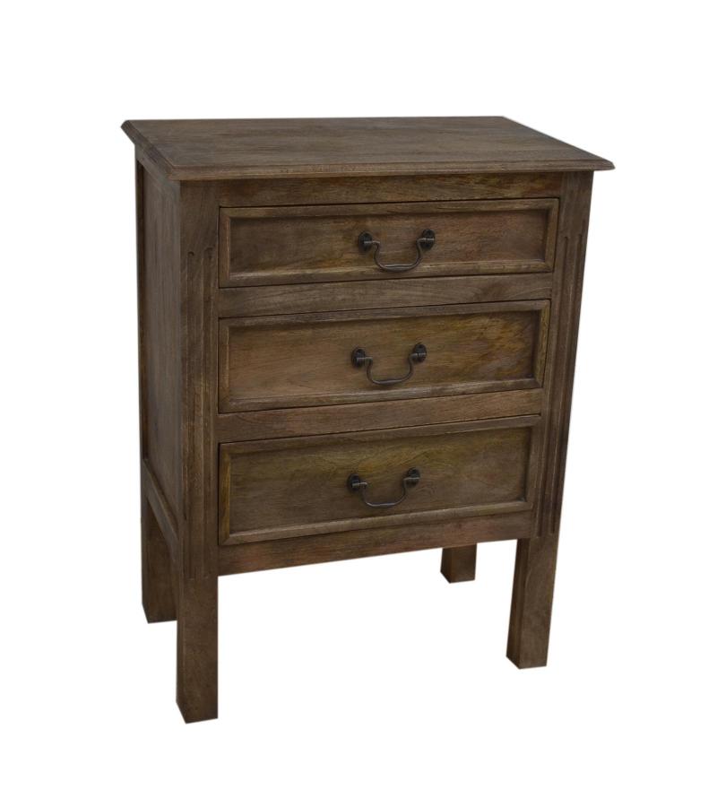 SOLID WOOD END TABLE / NIGHTSTAND 3 DRAWER