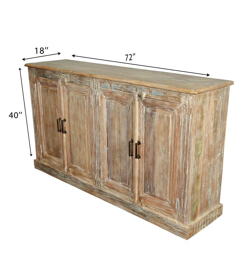 SOLID RECLAIMED TEAK WOOD SIDEBOARD CABINET 4 DOORS