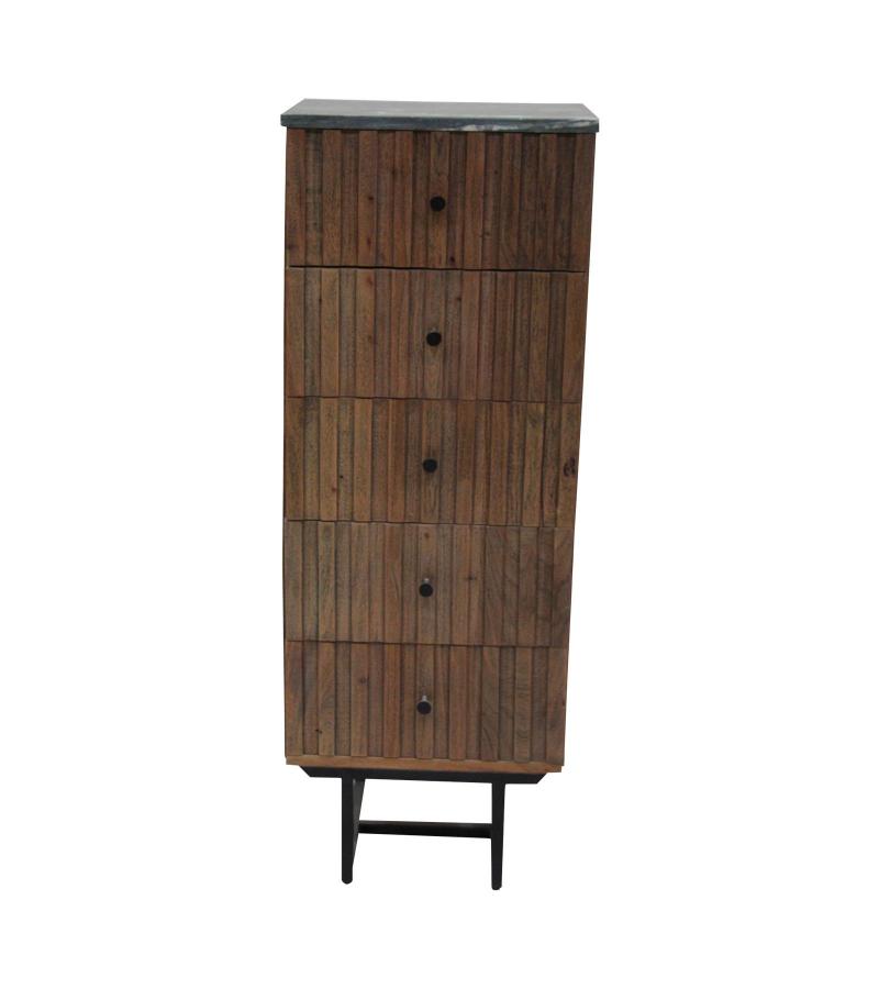 SOLID WOOD & IRON TALL CHEST 