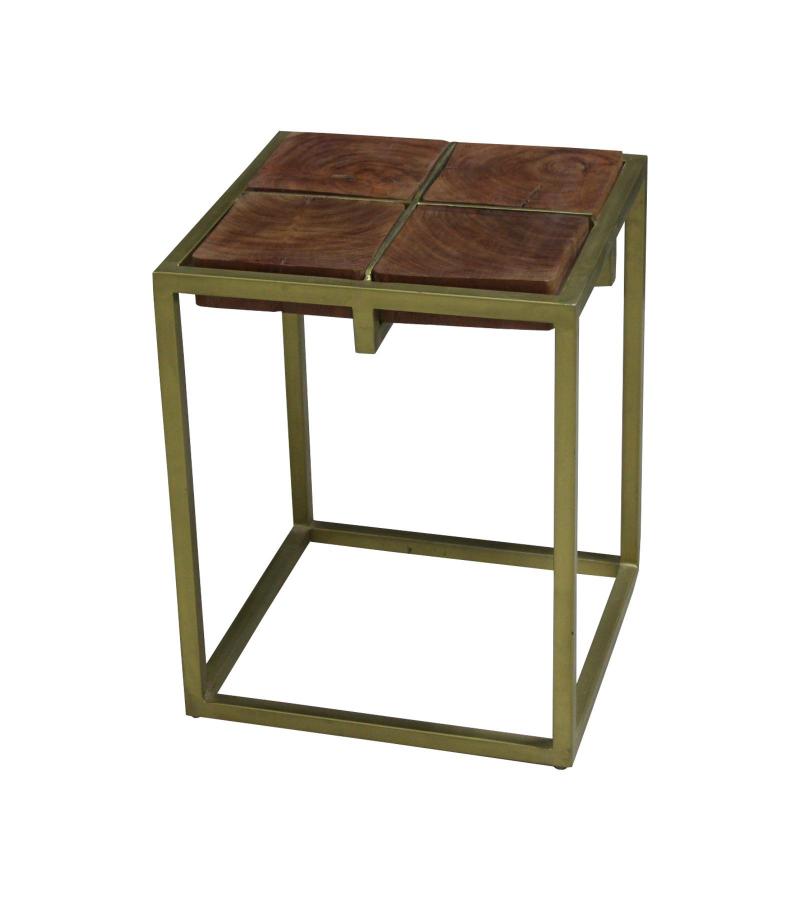 SOLID WOOD & IRON END TABLE