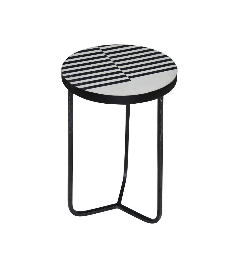 IRON & WOOD END TABLE