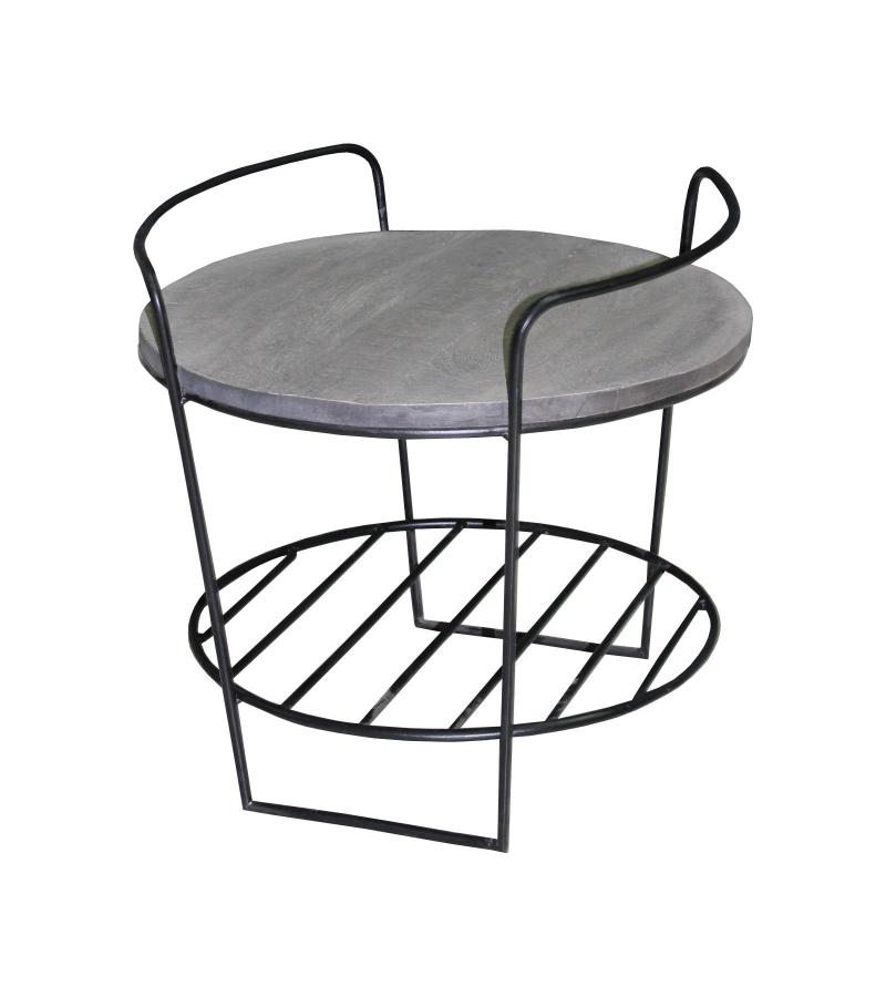 SOLID WOOD & IRON SIDE TABLE