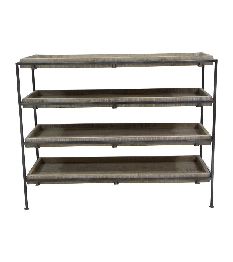 SOLID WOOD & IRON 4 TIER TABLE