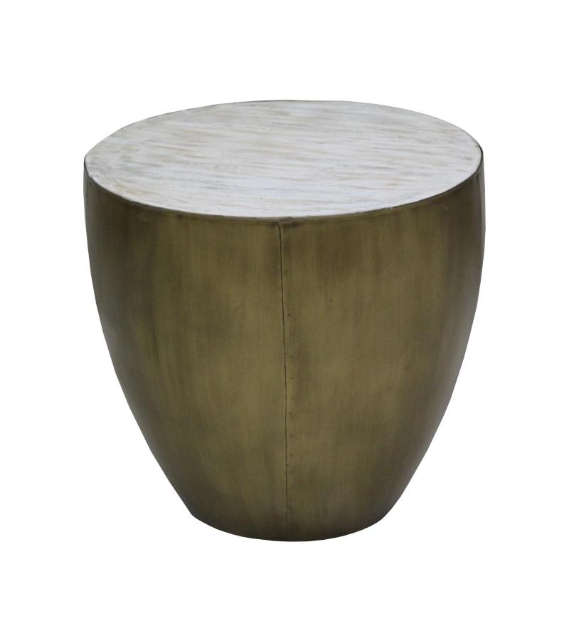 IRON & SOLID WOOD END TABLE