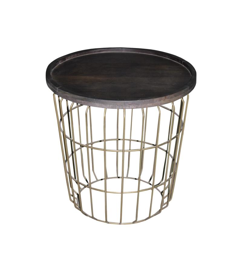 SOLID WOOD & IRON SIDE TABLE