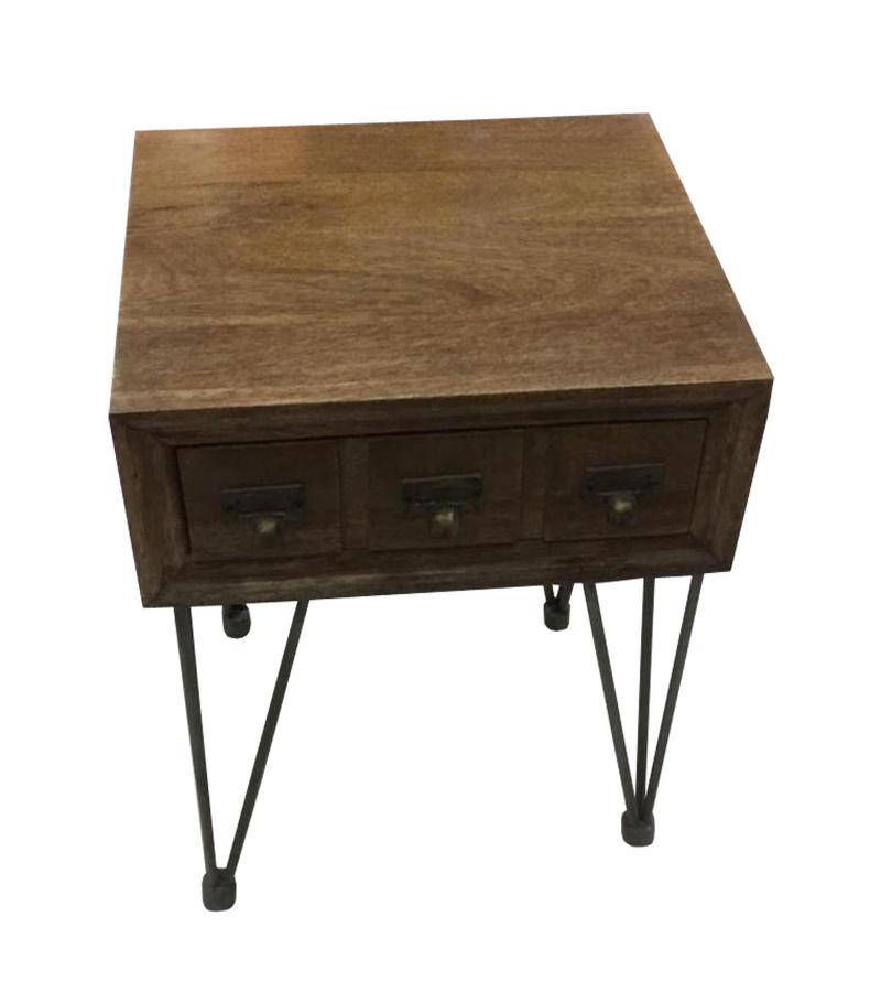 SOLID WOOD & IRON END TABLE