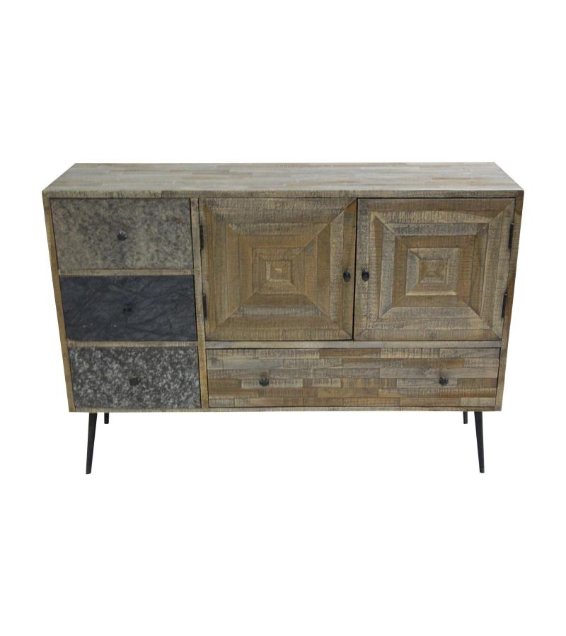 SOLID WOOD & IRON SIDEBOARD CABINET
