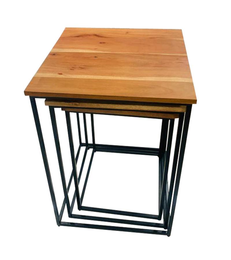 WOOD & IRON NESTING TABLES