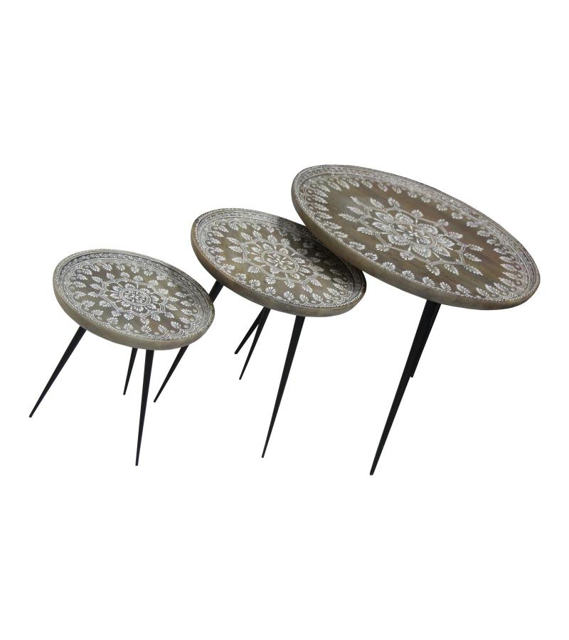 WOOD & IRON NESTING TABLES