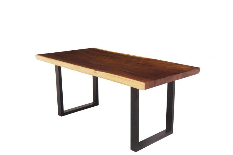 LIVE EDGE SOLID SUAR WOOD TABLE W/ METAL BASE