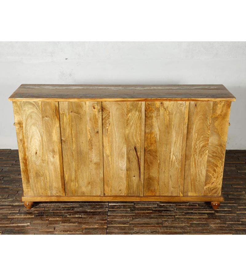 SOLID RECLAIMED TEAK WOOD & GLASS SIDEBOARD
