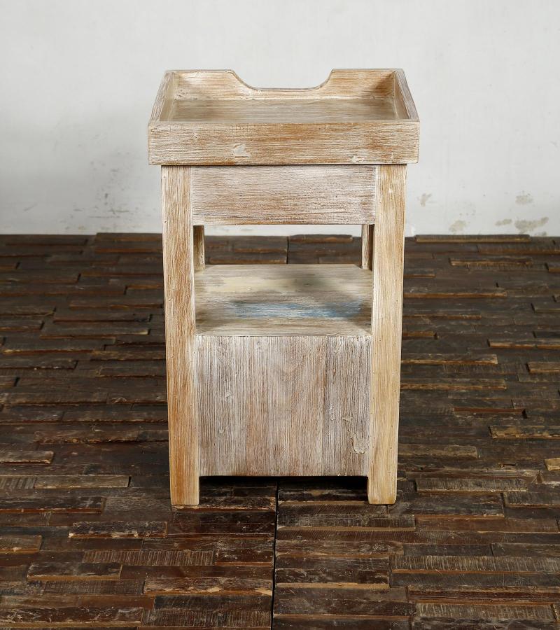 SOLID RECLAIMED TEAK WOOD 3 DRAWER END TABLE / NIGHTSTAND