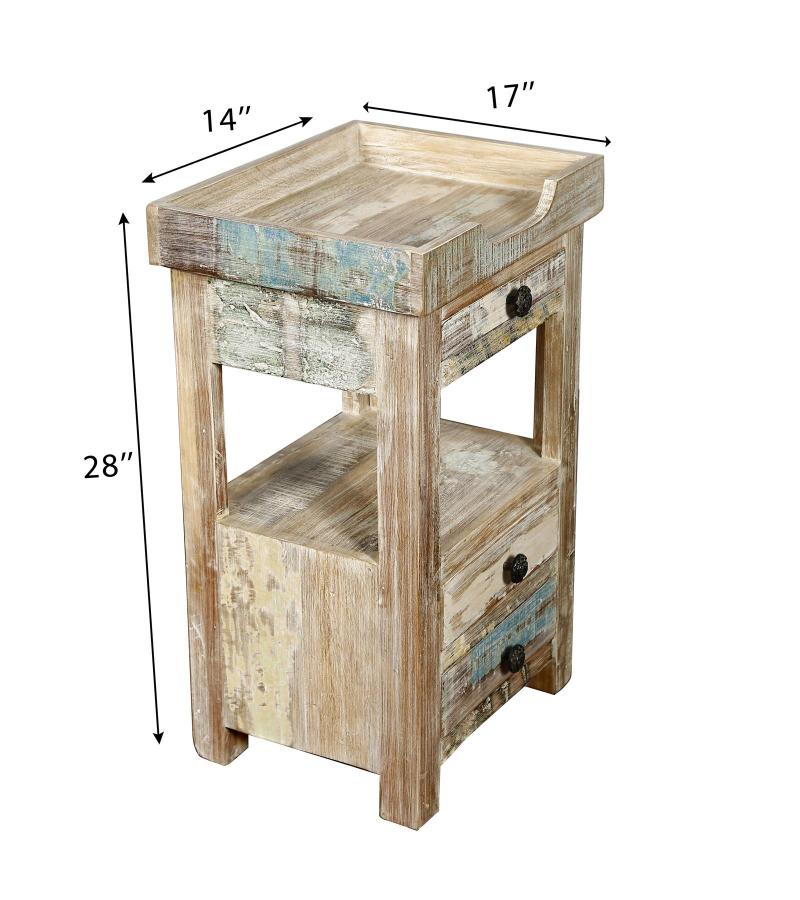 SOLID RECLAIMED TEAK WOOD 3 DRAWER END TABLE / NIGHT STAND