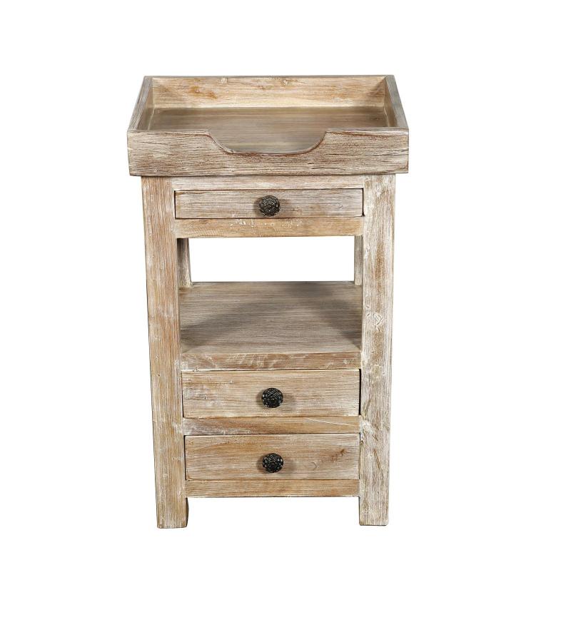 SOLID RECLAIMED TEAK WOOD 3 DRAWER END TABLE / NIGHT STAND