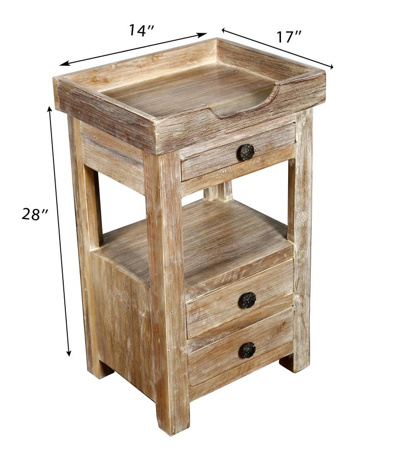 SOLID RECLAIMED TEAK WOOD 3 DRAWER END TABLE / NIGHT STAND