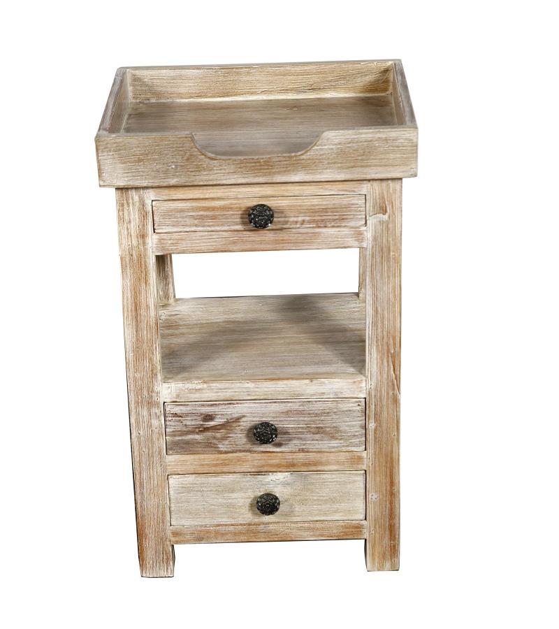 SOLID RECLAIMED TEAK WOOD 3 DRAWER END TABLE / NIGHT STAND