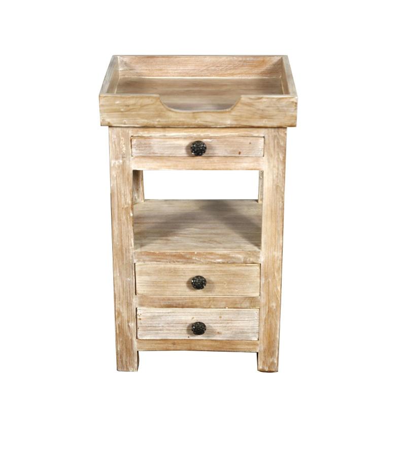 SOLID RECLAIMED TEAK WOOD 3 DRAWER END TABLE / NIGHT STAND