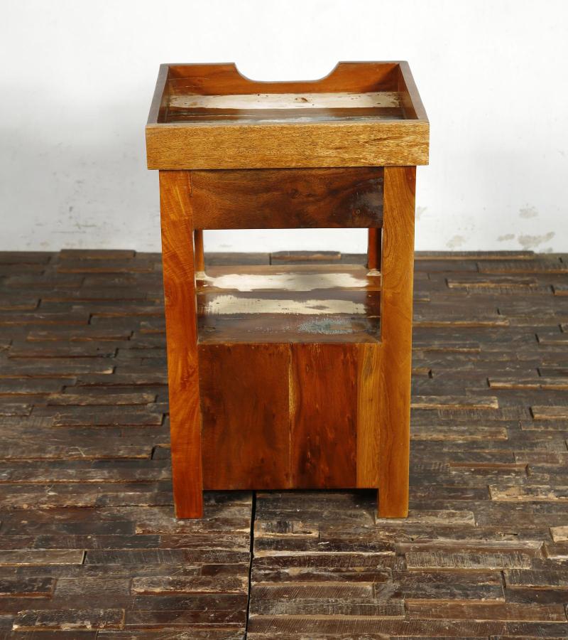 SOLID RECLAIMED TEAK WOOD 3 DRAWER END TABLE / NIGHT STAND